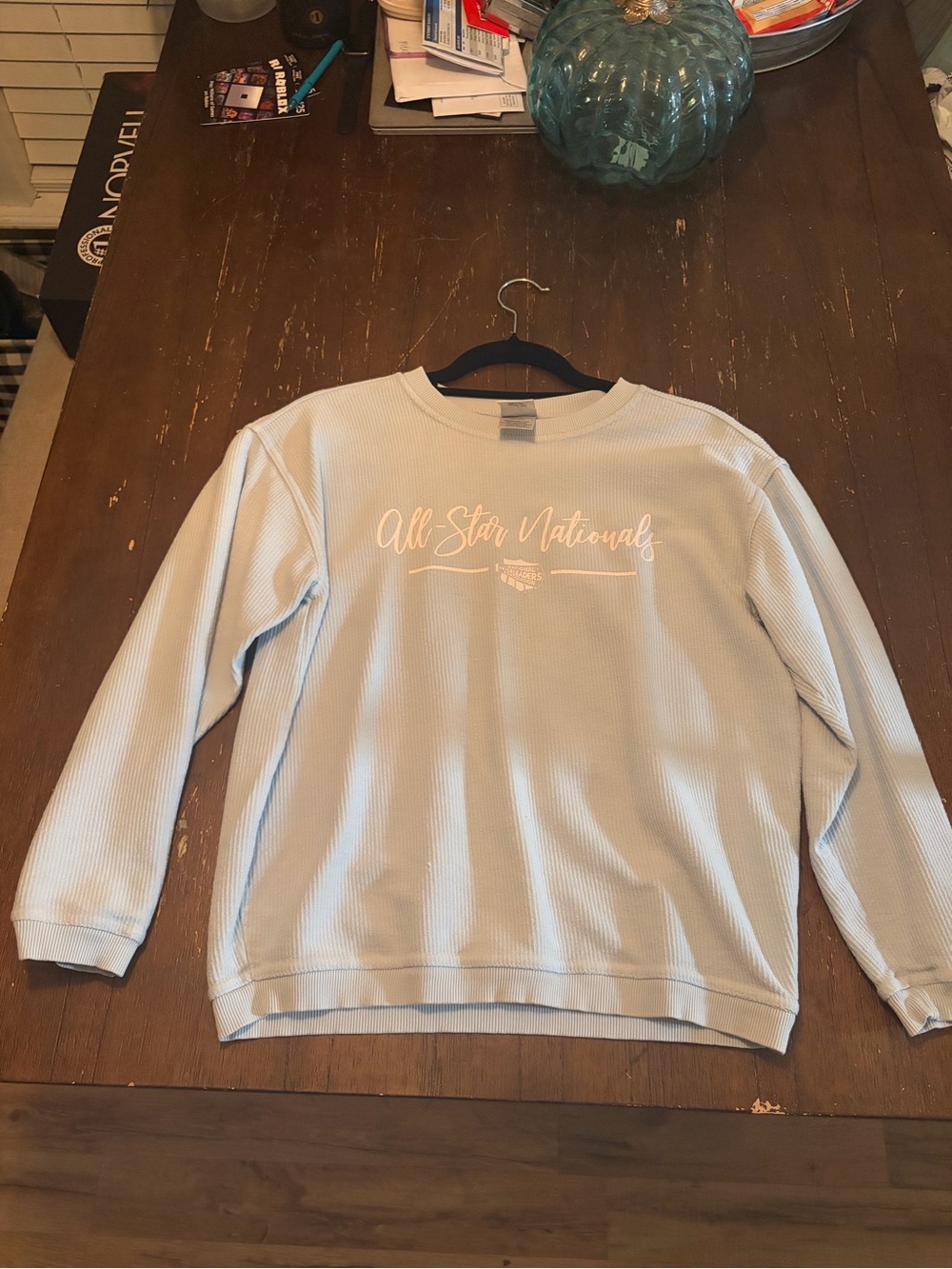 Light Blue Women's Crewneck Sweatshirt with Script Logo